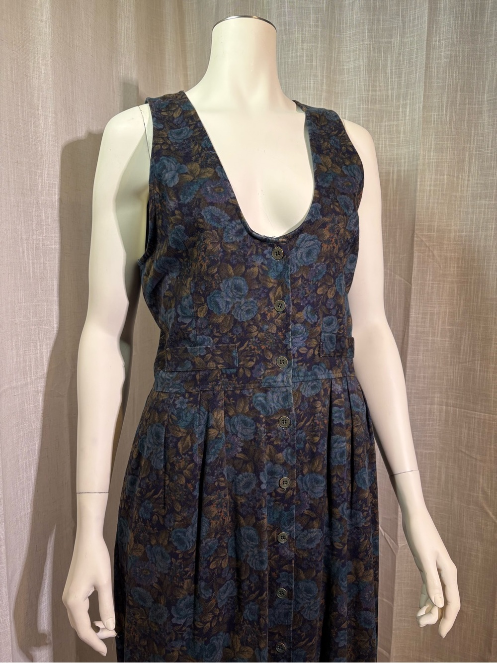 Vintage All Week Long Dark Floral Pinafore Jumper Dress